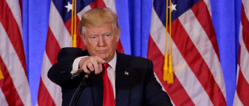Der designierte US-Präsident Donald Trump am 11. Januar bei der ersten Pressekonferenz seit seiner Wahl.