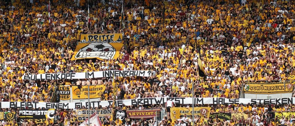 Der Dresdener Protest gegen die Mannschaft aus Leipzig.