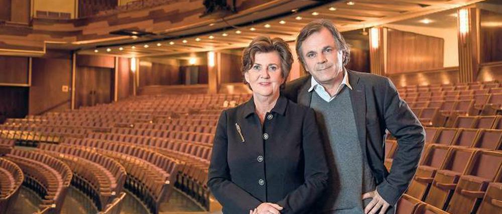 Salzburger Duo. Helga Rabl-Stadler und Markus Hinterhäuser im Großen Festspielhaus.