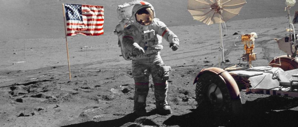Deses Bild zeigt Eugene Cernan, Kommandant der Raumfähre "Apollo 17", am 13. Dezember 1972 auf dem Mond.