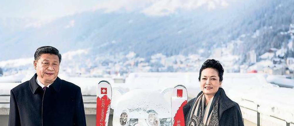 Hoher Besuch. Chinas Staatschef Xi Jinping ist zum ersten Mal zu Gast in Davos. Begleitet wird er von seiner Frau Peng Liyuan.