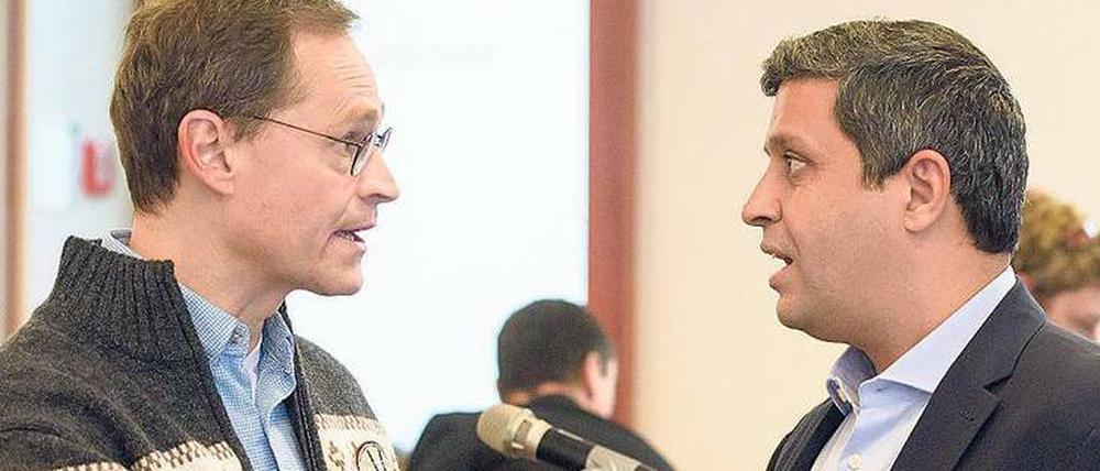 Doppelt hält mal. Michael Müller (l.) und Raed Saleh machten bei der Fraktionsklausur in Erfurt auf Harmonie. 