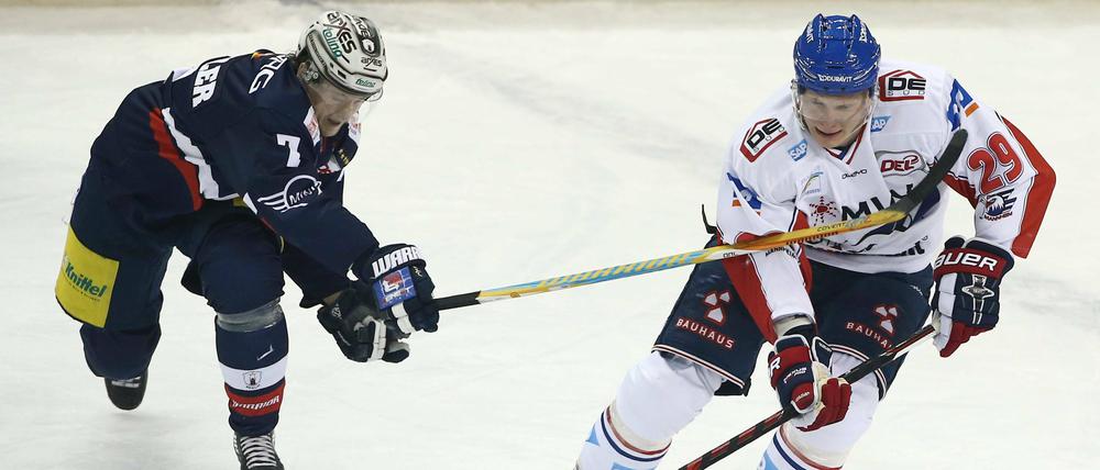 Voll drauf. Frank Hördler hat dem Spiel der Eisbären mehr Stabilität gegeben.