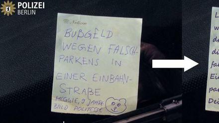 Der "Strafzettel", den die Berliner Polizei auf Twitter zeigt.