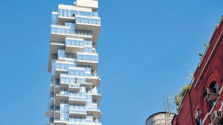 Schachtelhalm. Das schwer angesagte Wohnhochhaus „56 Leonard Street“ des Schweizer Architekturbüros Herzog & de Meuron in New York.