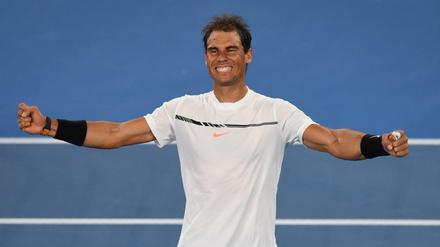 Siegesgrinsen. Rafael Nadal bezwang der Kanadier Milos Raonic.