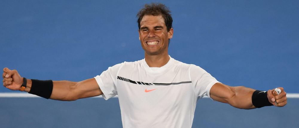Siegesgrinsen. Rafael Nadal bezwang der Kanadier Milos Raonic.