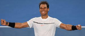 Siegesgrinsen. Rafael Nadal bezwang der Kanadier Milos Raonic.