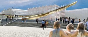Der Siegerentwurf, ursprünglich gemeinsam von der Choreografin Sasha Waltz und dem Stuttgarter Architekturbüro Milla &amp; Partner geplant. Die "Einheitswippe" gewann den Wettbewerb 2011.