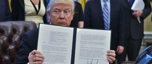 US-Präsident Trump mit einem Memorandum zum Kampf gegen den Islamischen Staat.