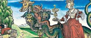 Was hat die bloß geritten? In Cranachs Illustration zu Luthers „Neuen Testament“ von 1522 trägt die babylonische Hure die Tiara des Papstes.
