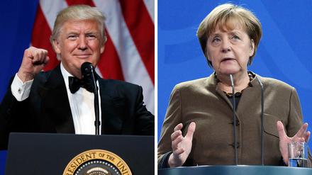 Archivfotos zeigen US-Präsident Donald Trump und Bundeskanzlerin Angela Merkel. 