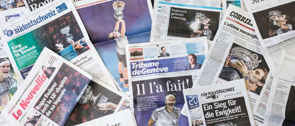 Alles Roger. Auf vielen Titelseiten war Federer zu sehen.