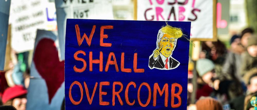 Ein Bild von einem Anti-Trump Protest in Bristol, Großbritannien.