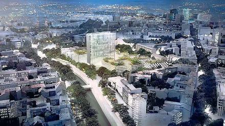 Vertical Village. Das einstige "Postscheckamt Berlin West" soll in einen Wohnturm mit dörflichem Charakter verwandelt werden. 