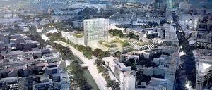 Vertical Village. Das einstige "Postscheckamt Berlin West" soll in einen Wohnturm mit dörflichem Charakter verwandelt werden. 