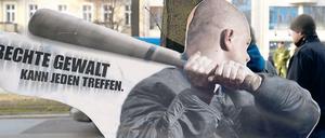 «Rechte Gewalt kann jeden treffen» steht auf einem Aufsteller. 