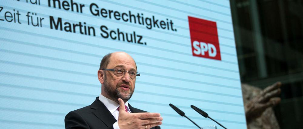 "Zeit für mehr Gerechtigkeit" - SPD-Kanzlerkandidat Martin Schulz.
