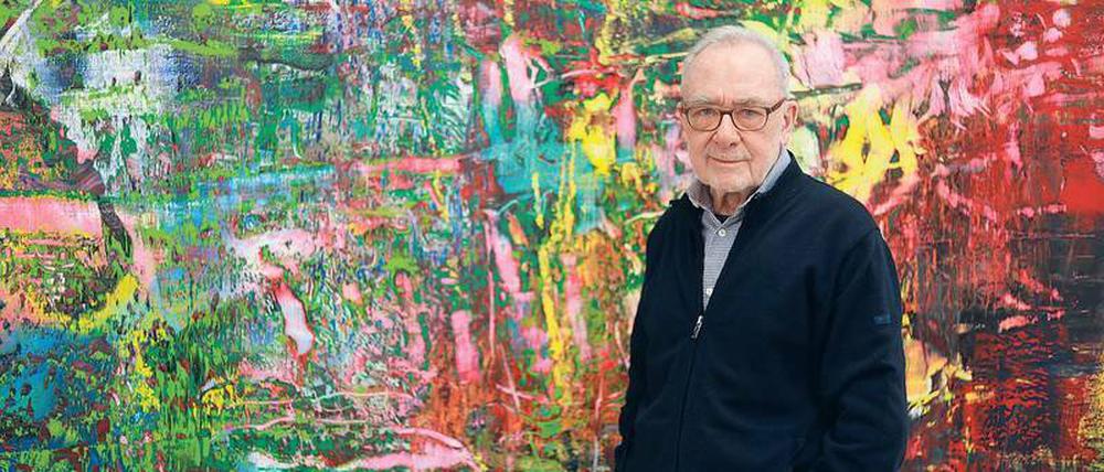 Mit Pinsel, Spatel, Rakel, Messer. Gerhard Richter vor einem seiner neuesten Großformate.