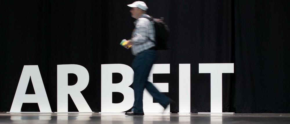 Das Wort «Arbeit» aufgenommen bei der Arbeitnehmerkonferenz der SPD in Bielefeld.
