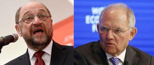 Wolfgang Schäuble (rechts) kritisiert Kanzlerkandidaten Martin Schulz (links).