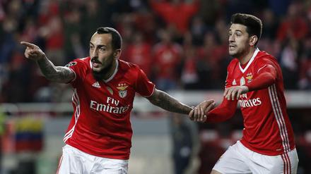 Benficas Stürmer Kostas Mitroglou (links) und Pizzi werden es schwer haben, dem Klub in dieser Saison einen Titel in Europa zu bescheren.
