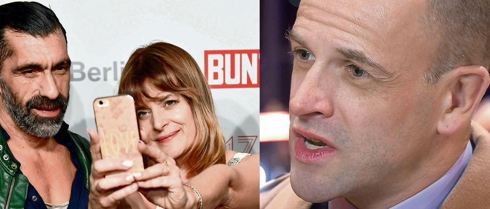 Bitte recht freundlich. Nastassja Kinski beim Selfieknipsen mit Erdal Yildiz (li.) und Johnny Lee Miller bei der "T2 Trainspotting"-Premiere.