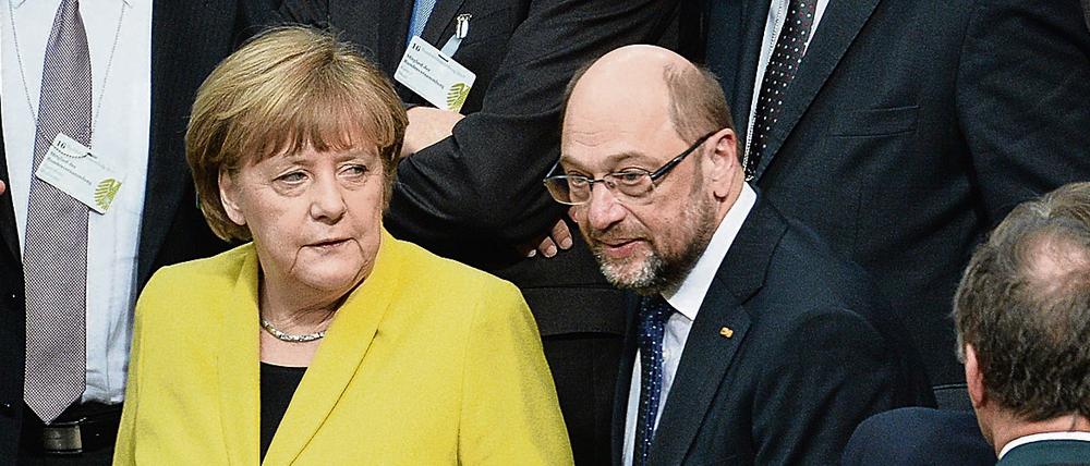 Bundeskanzlerin Angela Merkel (CDU) und SPD-Kanzlerkandidat Martin Schulz.