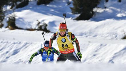 Laura Dahlmeier aus Deutschland in Aktion. 