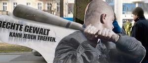 «Rechte Gewalt kann jeden treffen» steht auf einem Aufsteller geschrieben. 