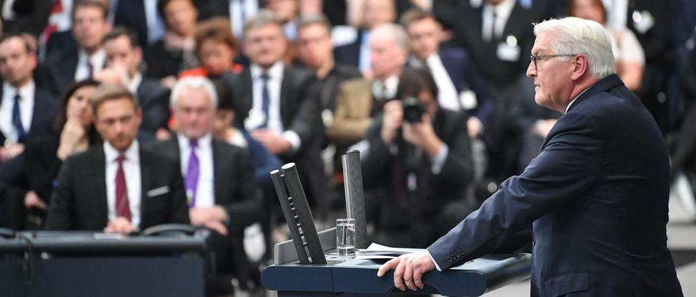 Der designierte Bundespräsident Frank-Walter Steinmeier (SPD) sprach im Reichstag in Berlin.