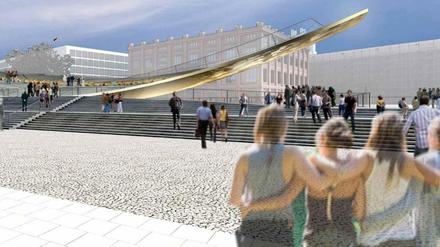 Das geplante Einheits- und Freiheitsdenkmal in Berlin, genannt die Wippe. Computergrafik