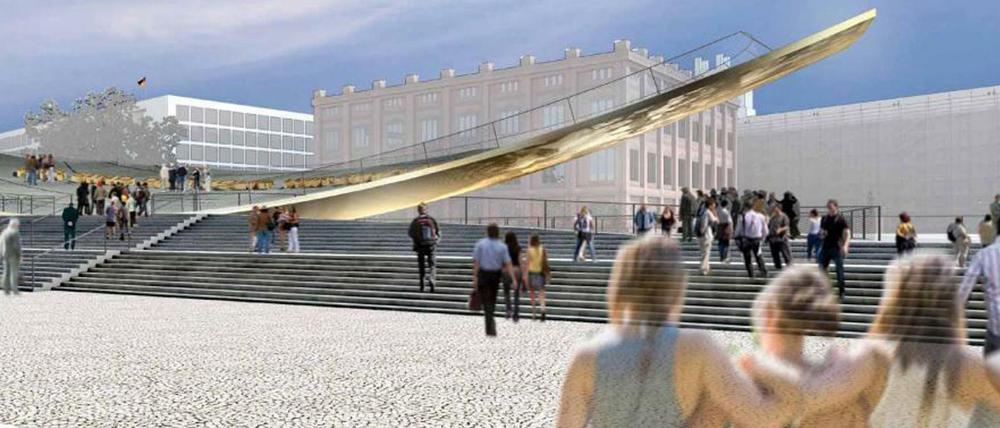 Das geplante Einheits- und Freiheitsdenkmal in Berlin, genannt die Wippe. Computergrafik