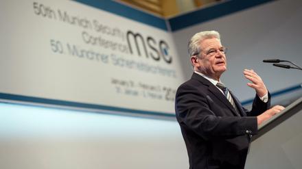 Bundespräsident Joachim Gauck bei seiner Rede am 31.01.2014 auf der 50. Münchner Sicherheitskonferenz.