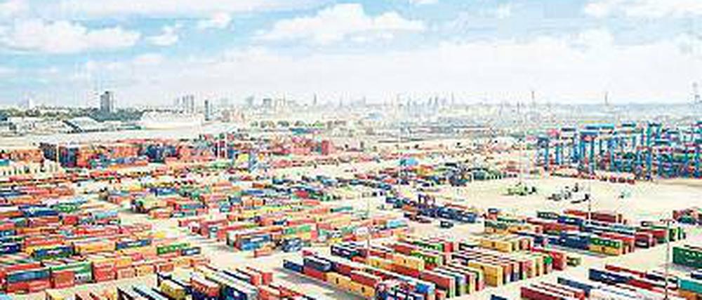 Warenkunde. Spohlers „Containerterminal, Hamburg, Deutschland“. 