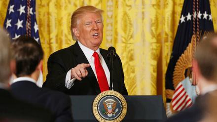 Donald Trump am Donnerstag bei einer bemerkenswerten Pressekonferenz im Weißen Haus.