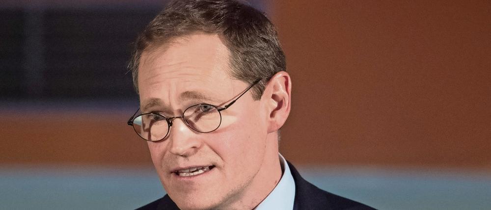 Der Regierende Bürgermeister Michael Müller (SPD) stellte sich am Dienstagabend in der Urania den Fragen des Journalisten Ingo Hoppe. 