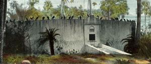 Turm des Schweigens. Auf diesem umfriedeten Gelände setzen die Parsen ihre Toten den Geiern aus.