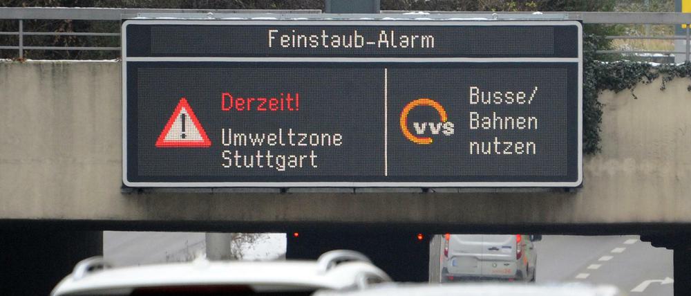 Feinstaubalarm in Stuttgart Mitte Januar 2016. 