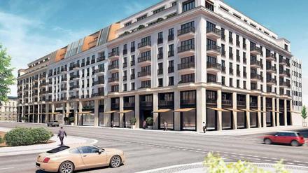 Stadtpalais "The Wilhelm". Im Erdgeschoss sollen elegante Geschäfte einziehen, darüber Full-Service-Luxusapartments und Penthäuser errichtet werden. 