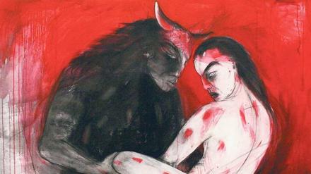 Arbeit am Mythos. Minotaurus, mit kräftigem Pinselstrich gezeichnet von Angela Hampel.