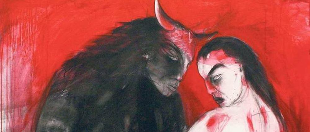 Arbeit am Mythos. Minotaurus, mit kräftigem Pinselstrich gezeichnet von Angela Hampel.