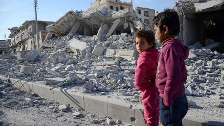 Kinder in der syrischen Stadt Al Bab, 25 Kilometer südlich von Aleppo.  