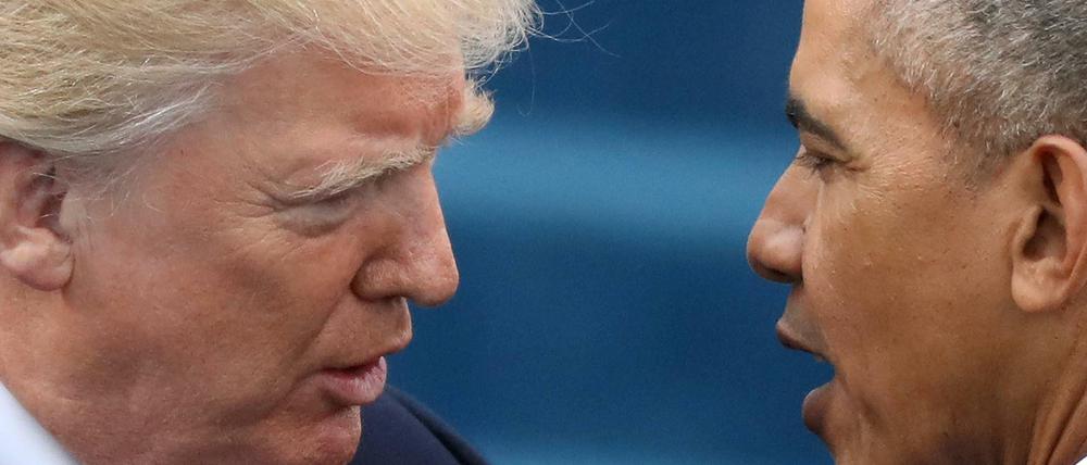 Barack Obama und Donald Trump bei der Amtseinführung des neuen US-Präsidenten am 20. Januar 2017.