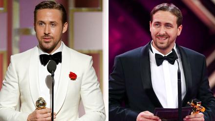 Der echte Ryan Gosling links, der falsche alias Ludwig Lehner bei der Verleihung der "Goldenen Kamera". 