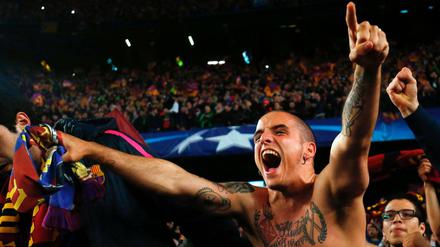 Zum Ausrasten. Barcelona-Fans feiern das beinahe unglaubliche Comeback ihres Teams.