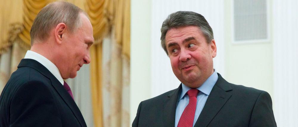 Schwierige Mission: Sigmar Gabriel sprach bei seinem Antrittsbesuch in Moskau auch mit dem russischen Präsidenten Wladimir Putin.