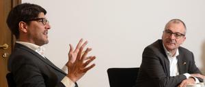 Justizsenator Dirk Behrendt (links) und der Bundestagsabgeordnete Volker Beck (beide Grüne).