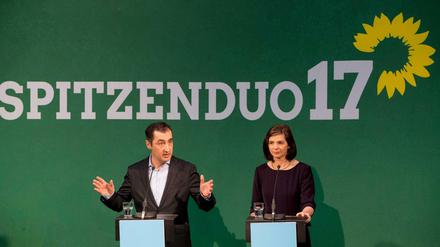 Cem Özdemir, Parteivorsitzender von Bündnis 90/Die Grünen, und die Fraktionsvorsitzende der Partei im Bundestag, Katrin Göring-Eckardt, führen ihre Partei in den Bundestagswahlkampf