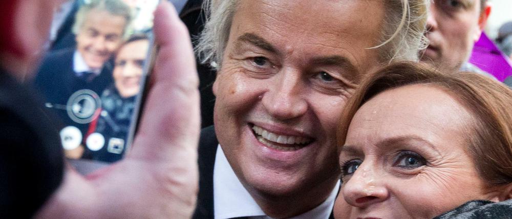 Geert Wilders, Vorsitzender der niederländischen rechtspopulistischen Partei für die Freiheit (PVV), beim Wahlkampf in Breda.